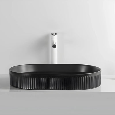 INFINITY CERAMIC ART BASIN OVAL ABOVE COUNTER MATTE BLACK 580MM