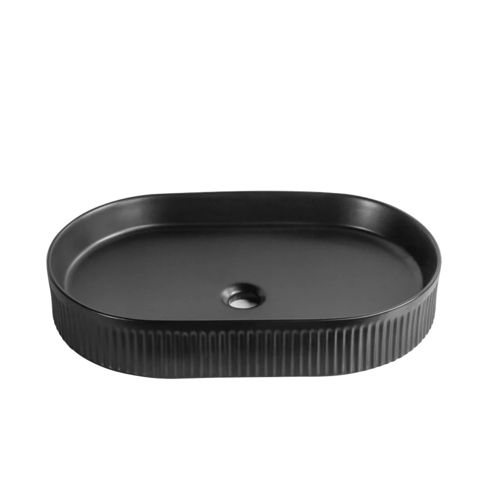 INFINITY CERAMIC ART BASIN OVAL ABOVE COUNTER MATTE BLACK 580MM