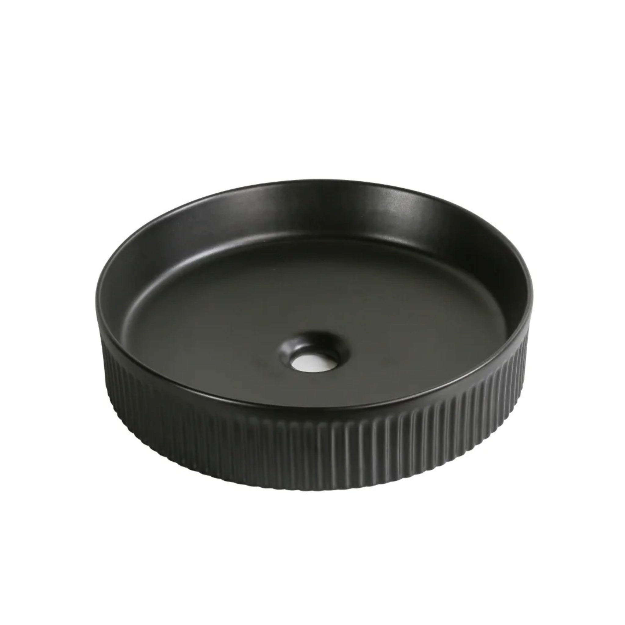 INFINITY CERAMIC ART BASIN ROUND ABOVE COUNTER MATTE BLACK 405MM