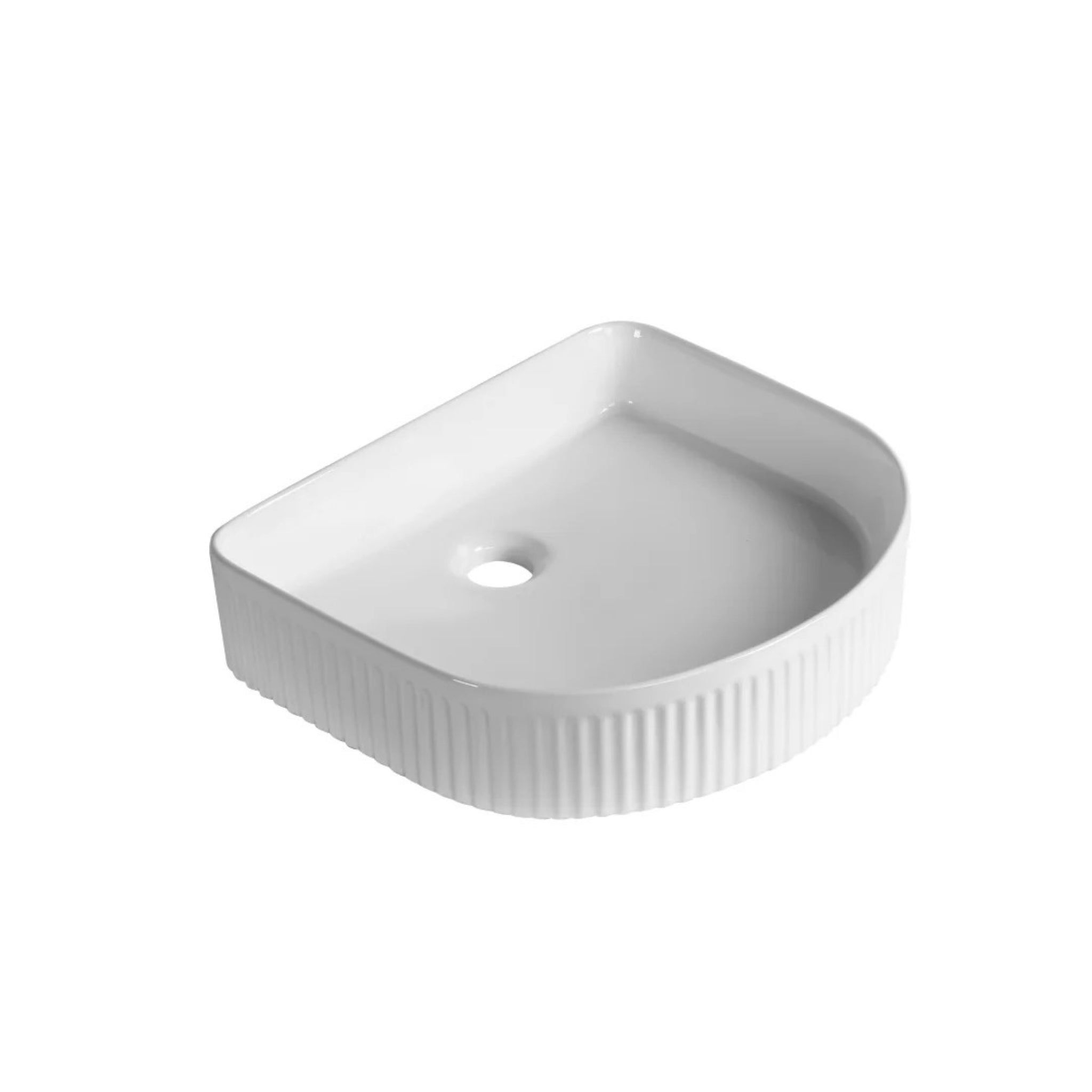 INFINITY CERAMIC ART BASIN SQUARE ABOVE COUNTER GLOSS WHITE 415MM