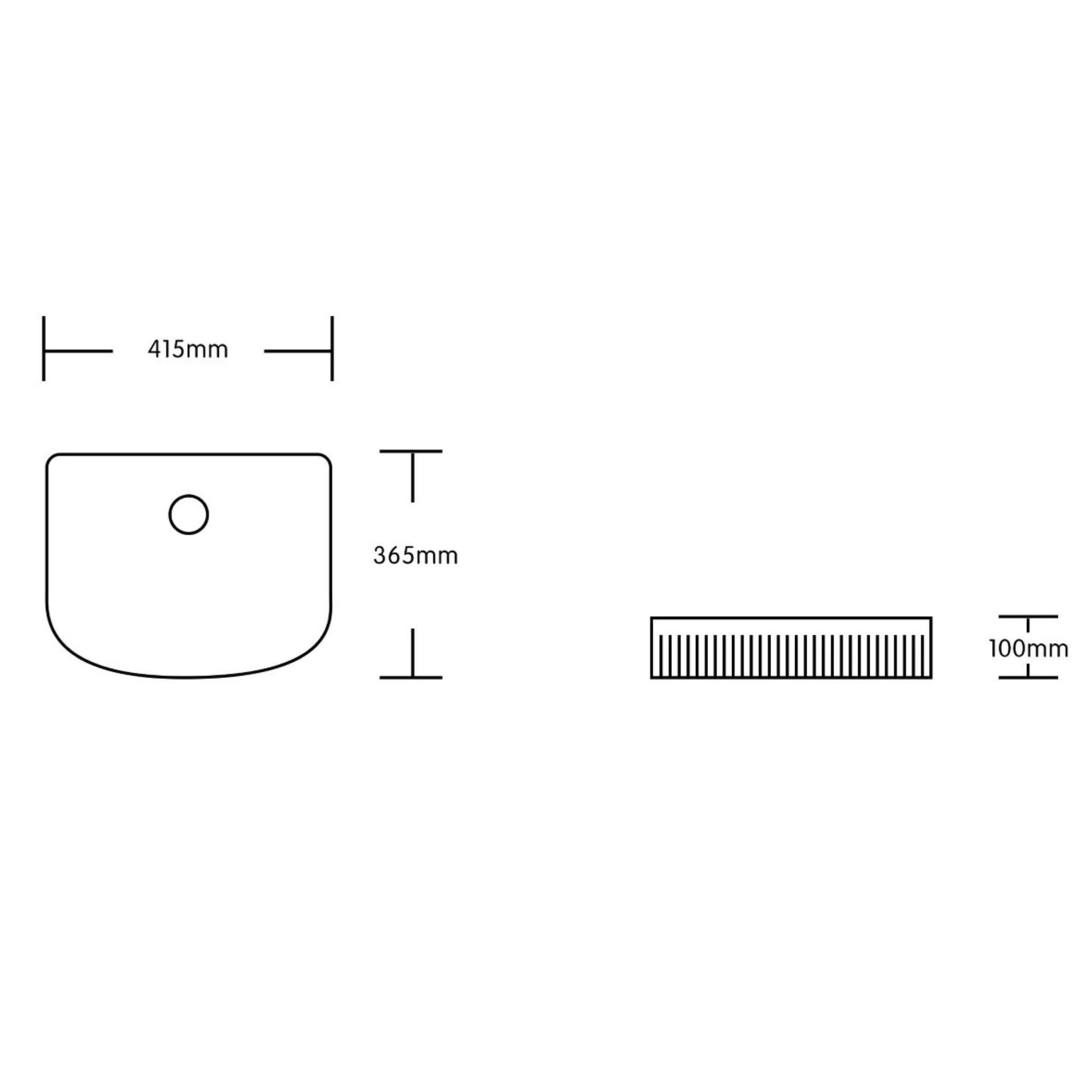 INFINITY CERAMIC ART BASIN SQUARE ABOVE COUNTER GLOSS WHITE 415MM