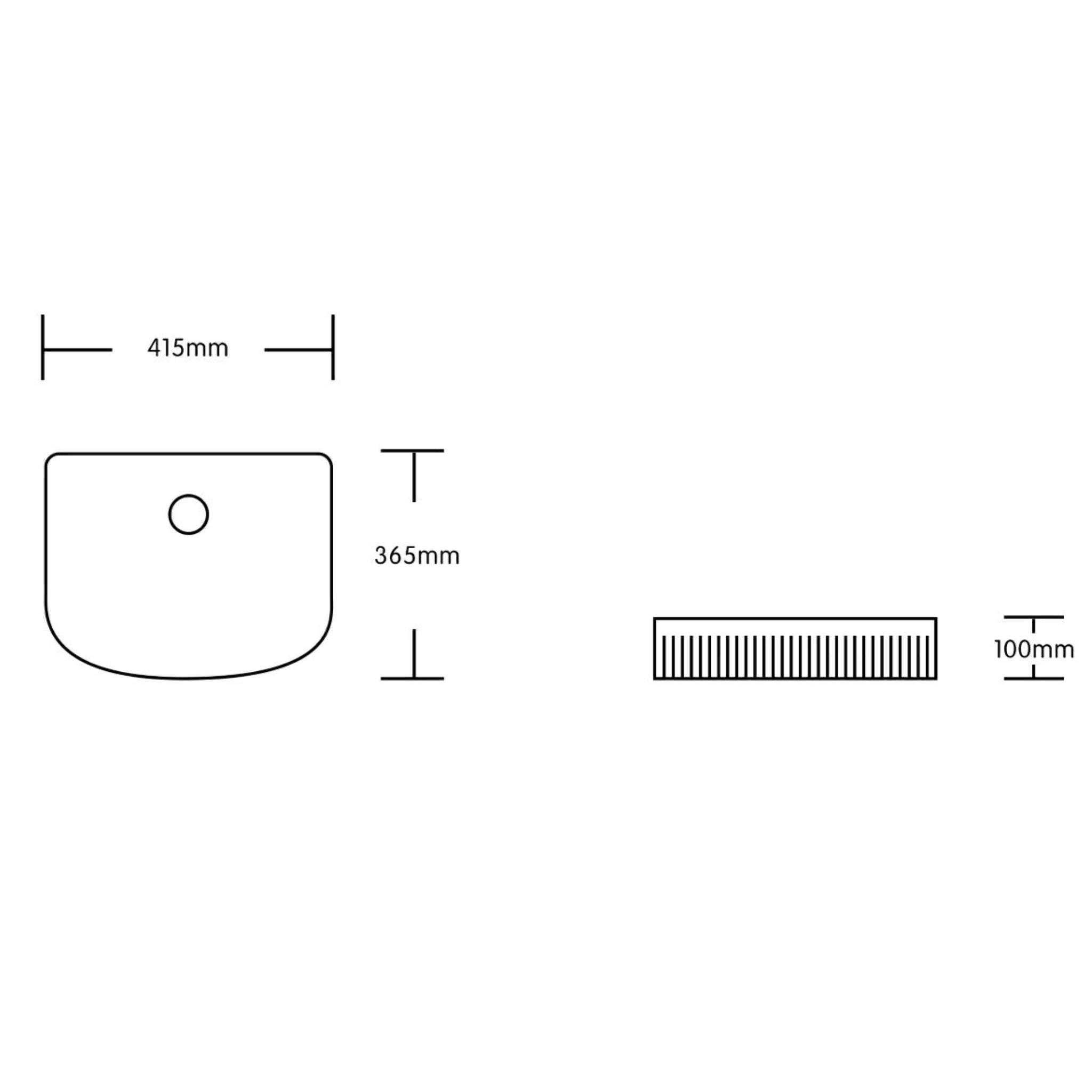 INFINITY CERAMIC ART BASIN SQUARE ABOVE COUNTER MATTE BLACK 415MM