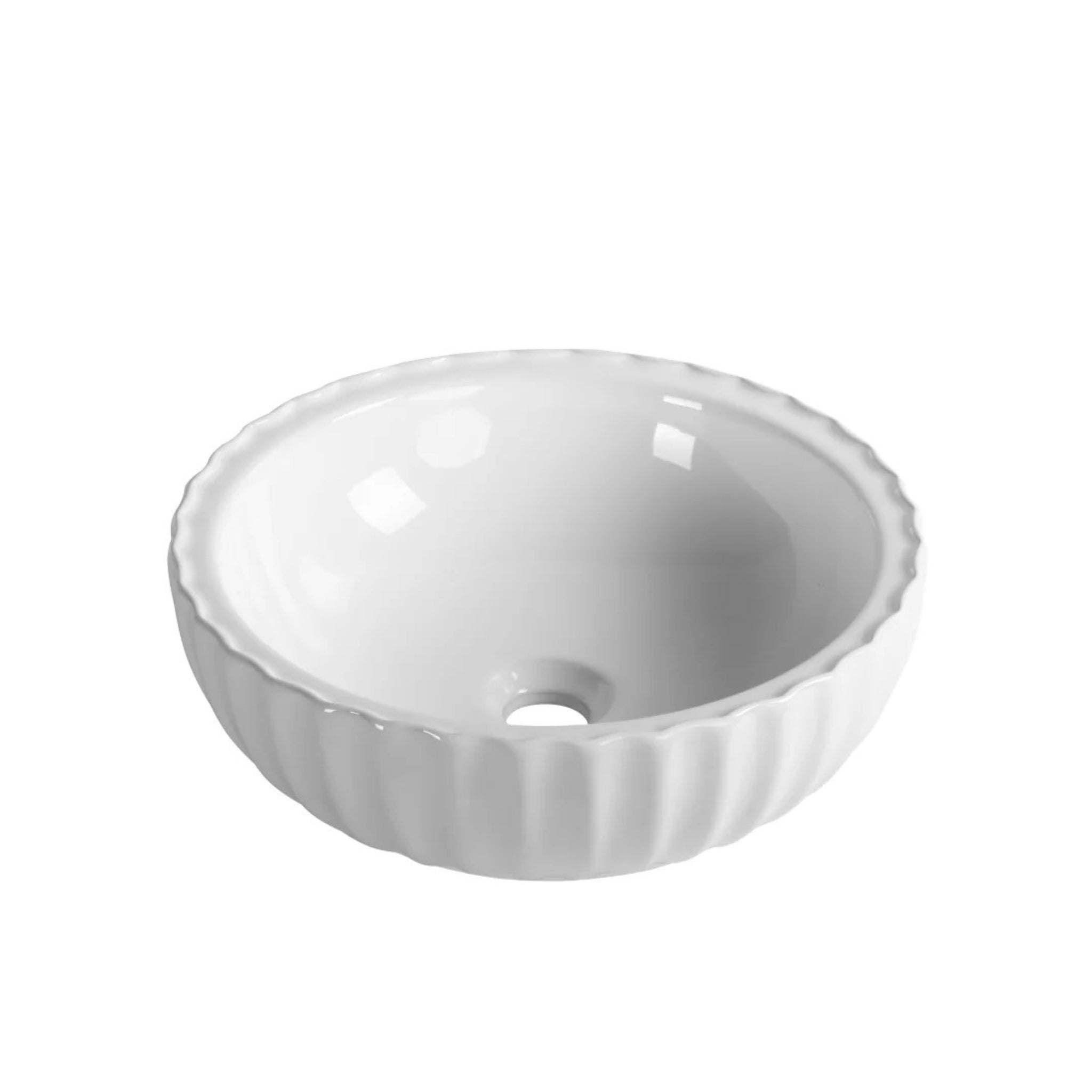 INFINITY CERAMIC ART BASIN ROUND ABOVE COUNTER GLOSS WHITE 400MM