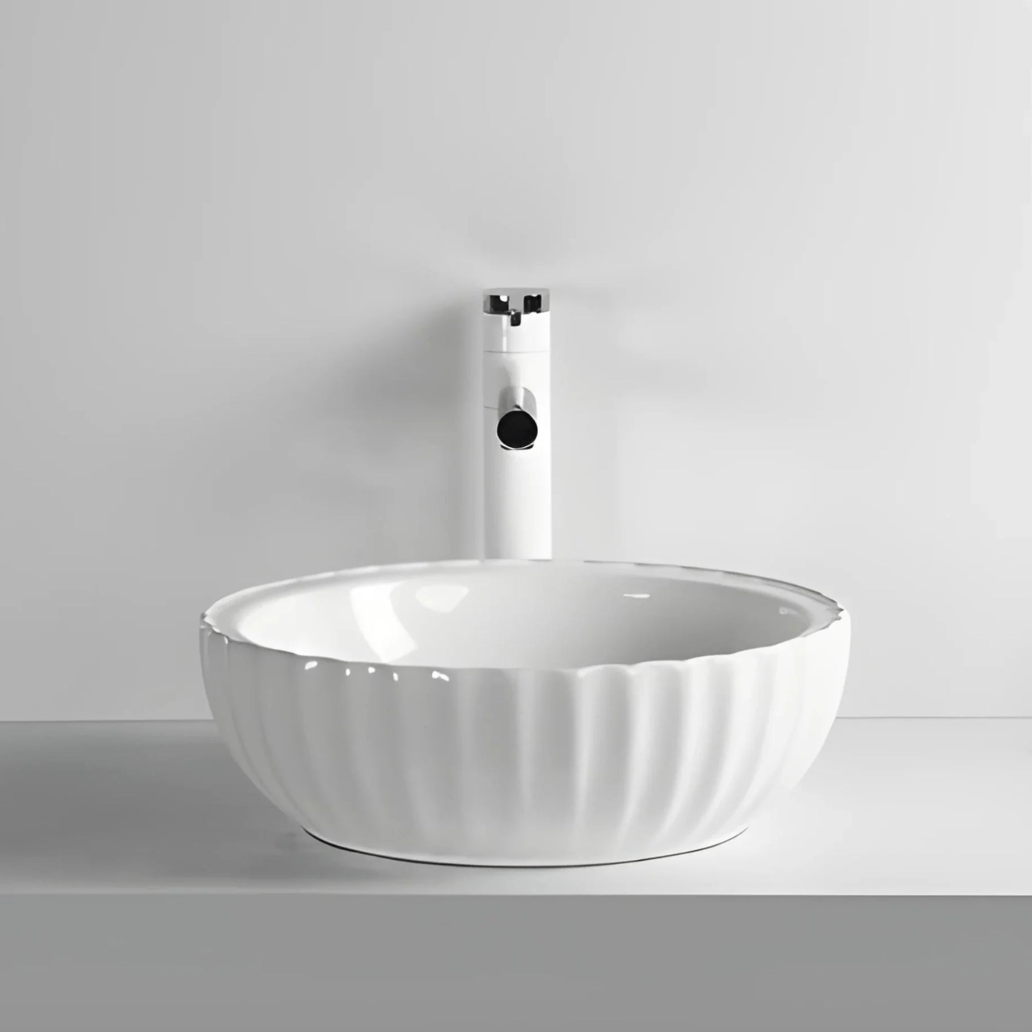 INFINITY CERAMIC ART BASIN ROUND ABOVE COUNTER GLOSS WHITE 400MM