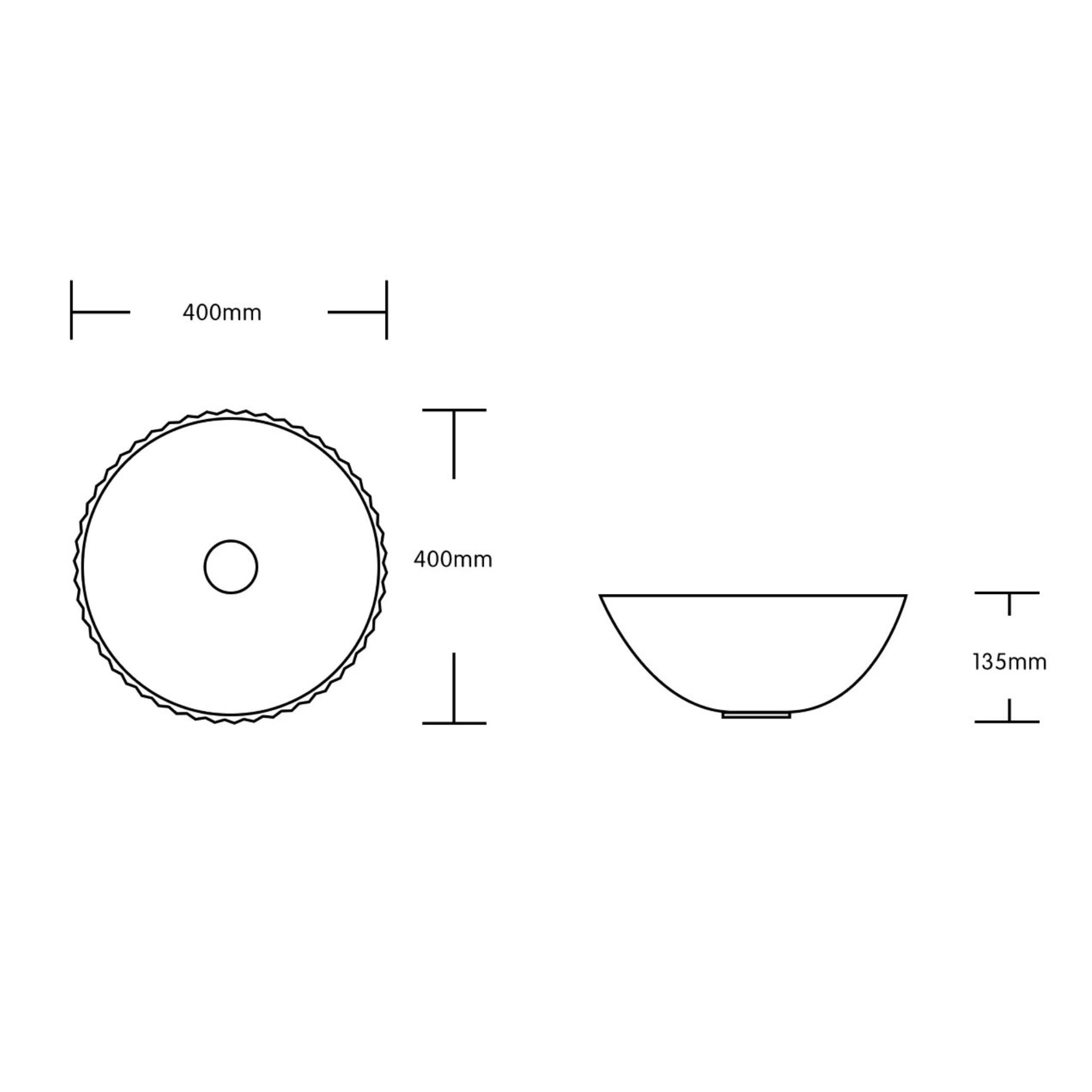 INFINITY CERAMIC ART BASIN ROUND ABOVE COUNTER GLOSS WHITE 400MM