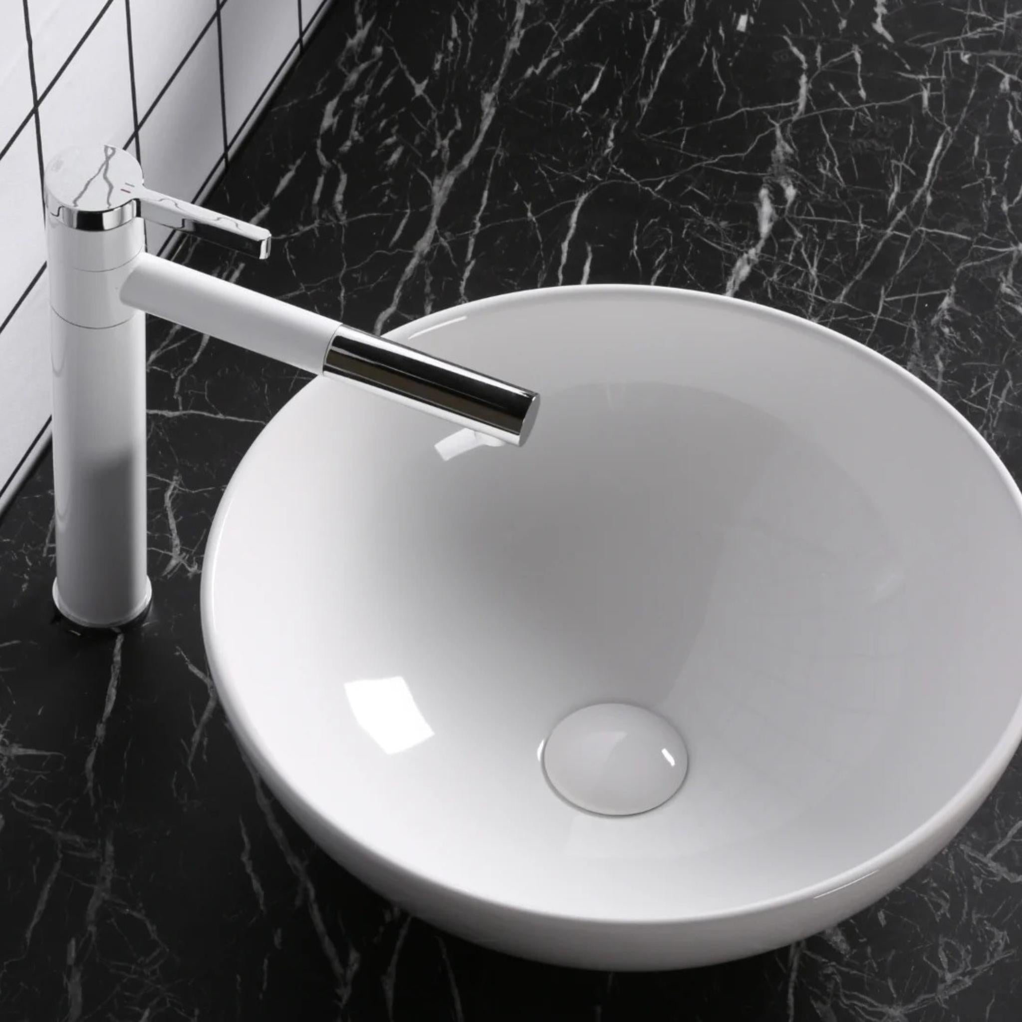 INFINITY ABOVE COUNTER CERAMIC BASIN ROUND GLOSS WHITE 400MM