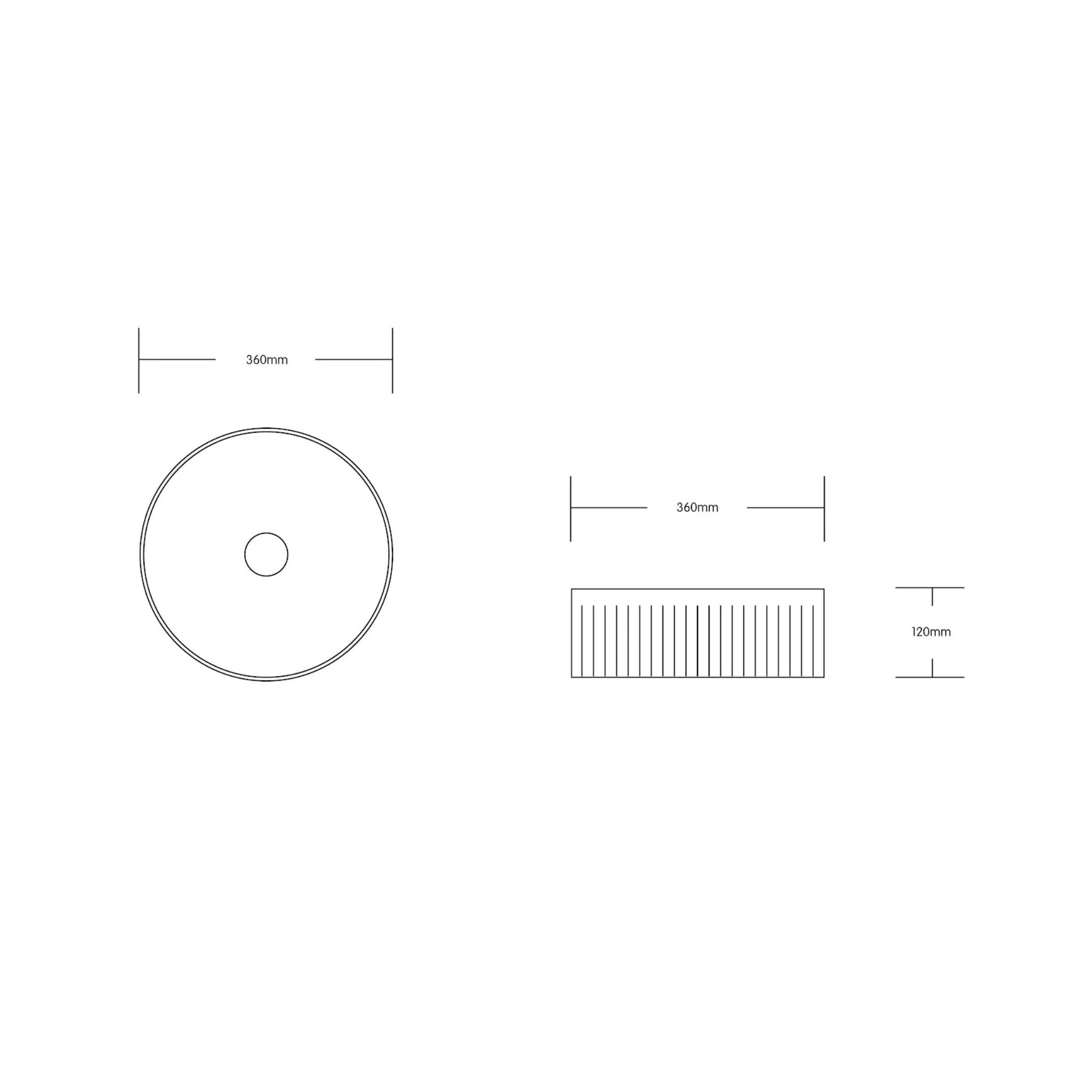 INFINITY ABOVE COUNTER CERAMIC BASIN ROUND GLOSS WHITE 360MM
