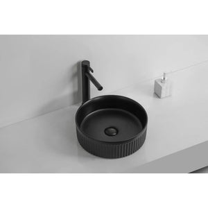 INFINITY ABOVE COUNTER CERAMIC BASIN ROUND MATTE BLACK 360MM