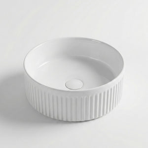 INFINITY ABOVE COUNTER CERAMIC BASIN ROUND GLOSS WHITE 360MM