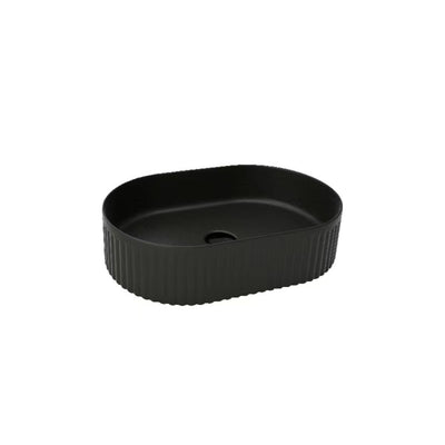 INFINITY ABOVE COUNTER CERAMIC BASIN OVAL MATTE BLACK 500MM