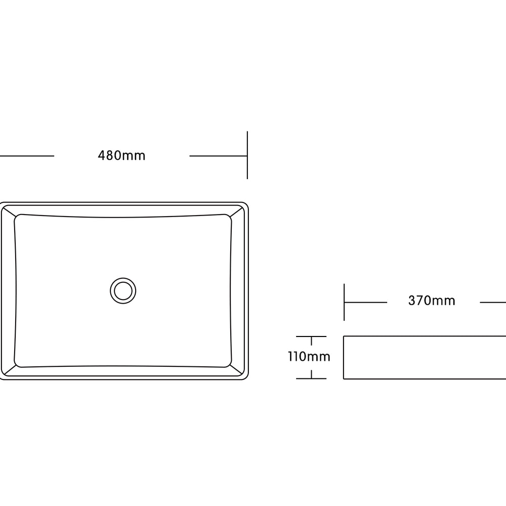 INFINITY ABOVE COUNTER CERAMIC BASIN MATTE BLACK 480MM