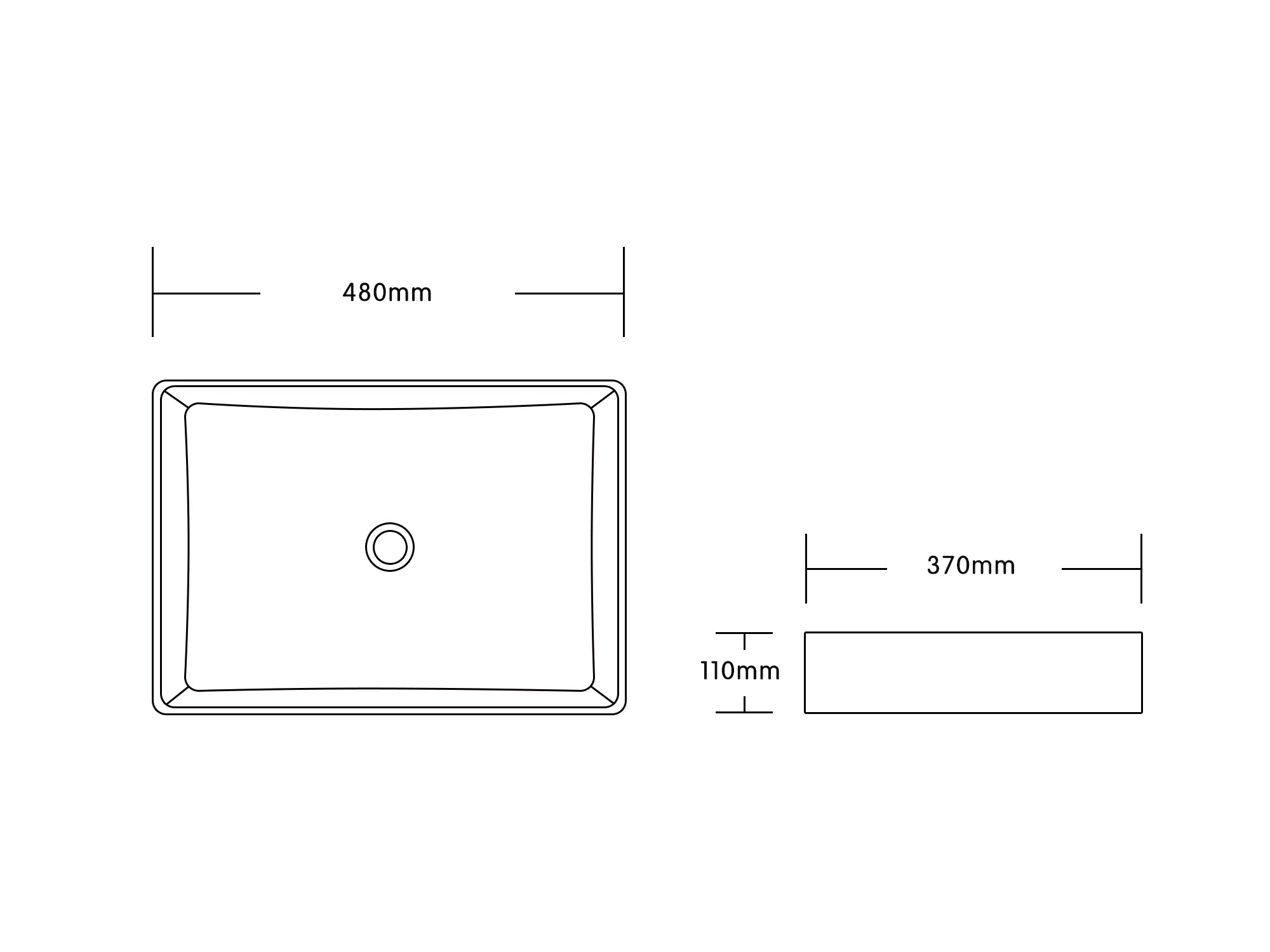 INFINITY ABOVE COUNTER CERAMIC BASIN MATTE BLACK 480MM