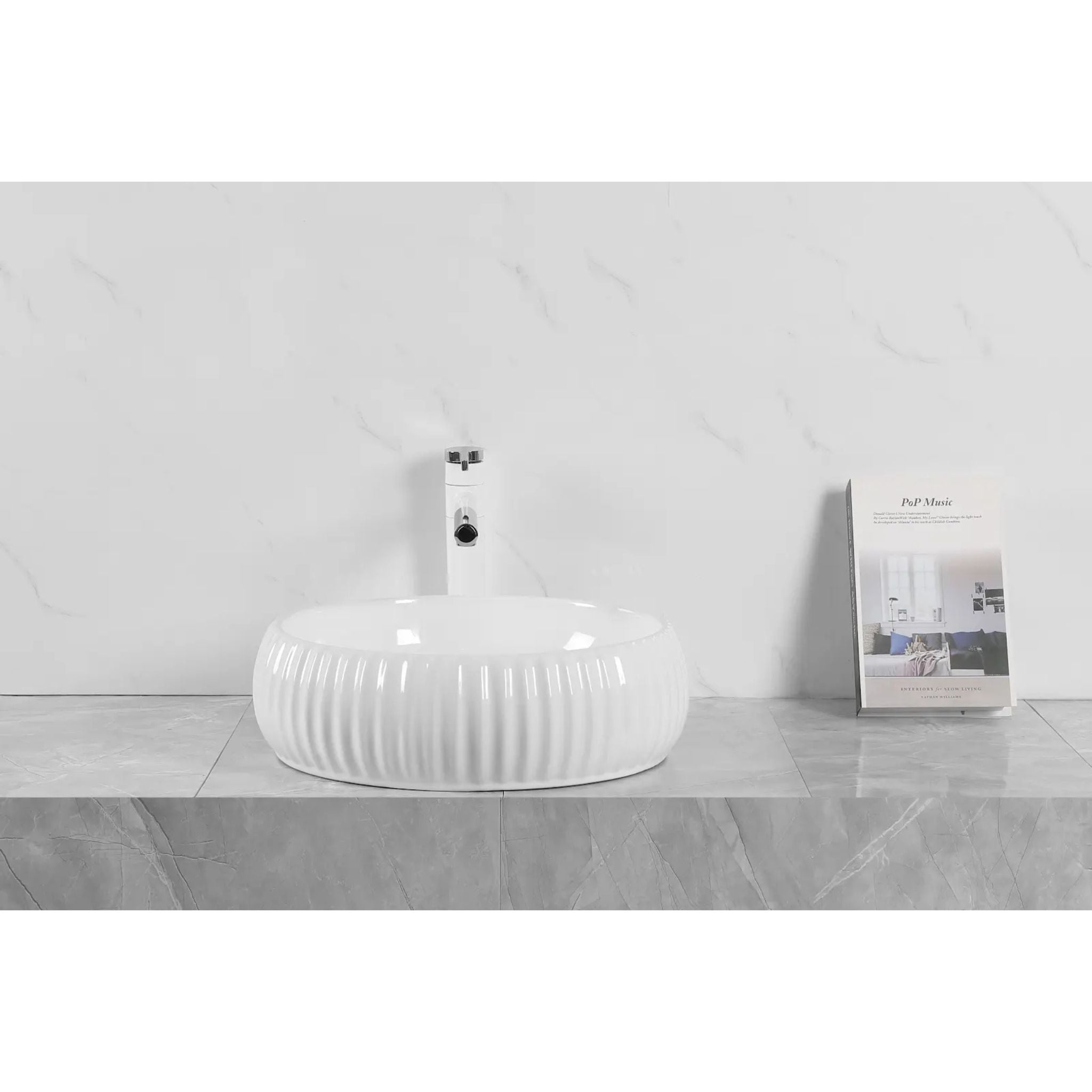 INFINITY ABOVE COUNTER CERAMIC BASIN ROUND GLOSS WHITE 420MM