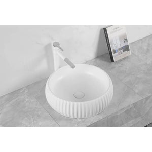 INFINITY ABOVE COUNTER CERAMIC BASIN ROUND MATTE WHITE 420MM