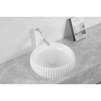 INFINITY ABOVE COUNTER CERAMIC BASIN ROUND MATTE WHITE 420MM