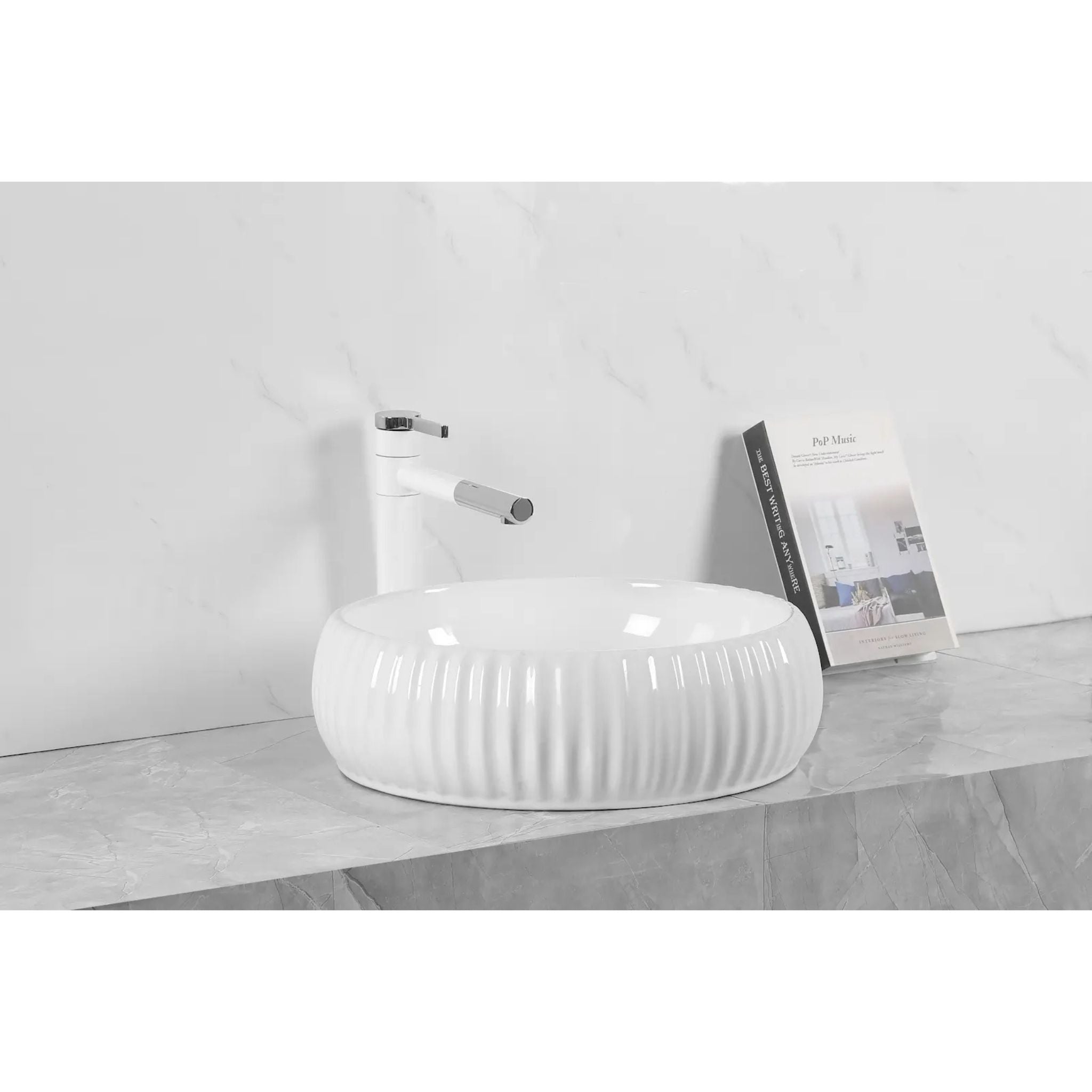 INFINITY ABOVE COUNTER CERAMIC BASIN ROUND GLOSS WHITE 420MM