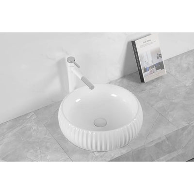 INFINITY ABOVE COUNTER CERAMIC BASIN ROUND GLOSS WHITE 420MM