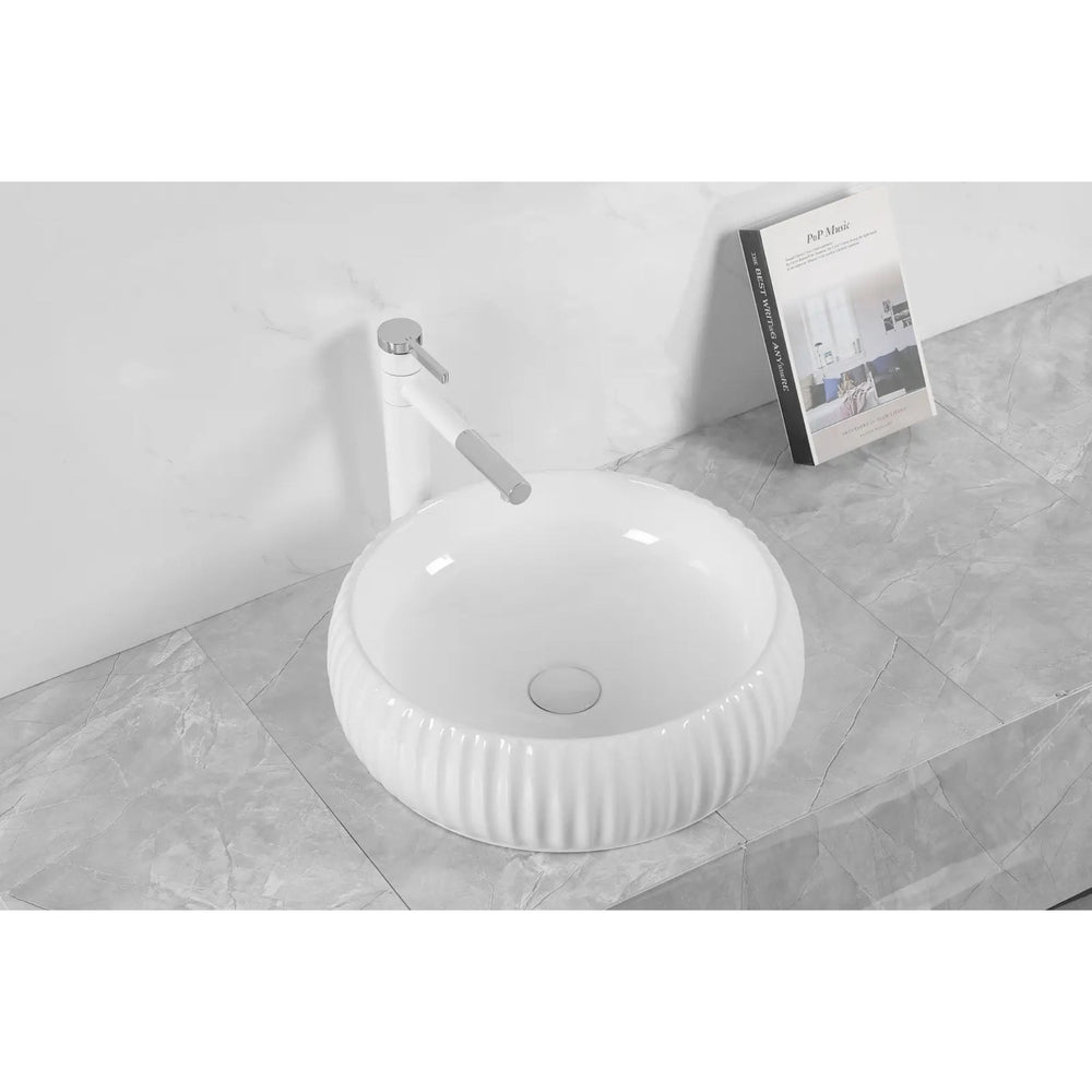 INFINITY ABOVE COUNTER CERAMIC BASIN ROUND GLOSS WHITE 420MM