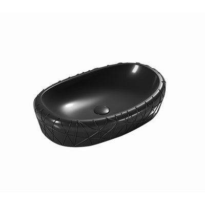 INFINITY ABOVE COUNTER CERAMIC BASIN OVAL MATTE BLACK 600MM