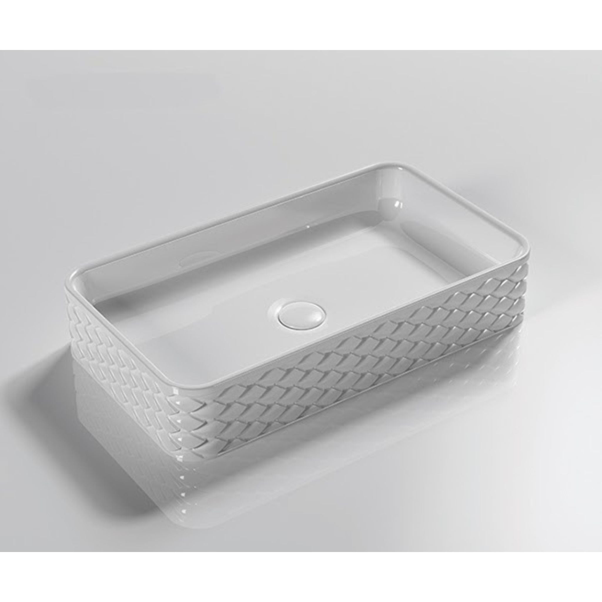 INFINITY ABOVE COUNTER CERAMIC BASIN RECTANGULAR GLOSS WHITE 610MM