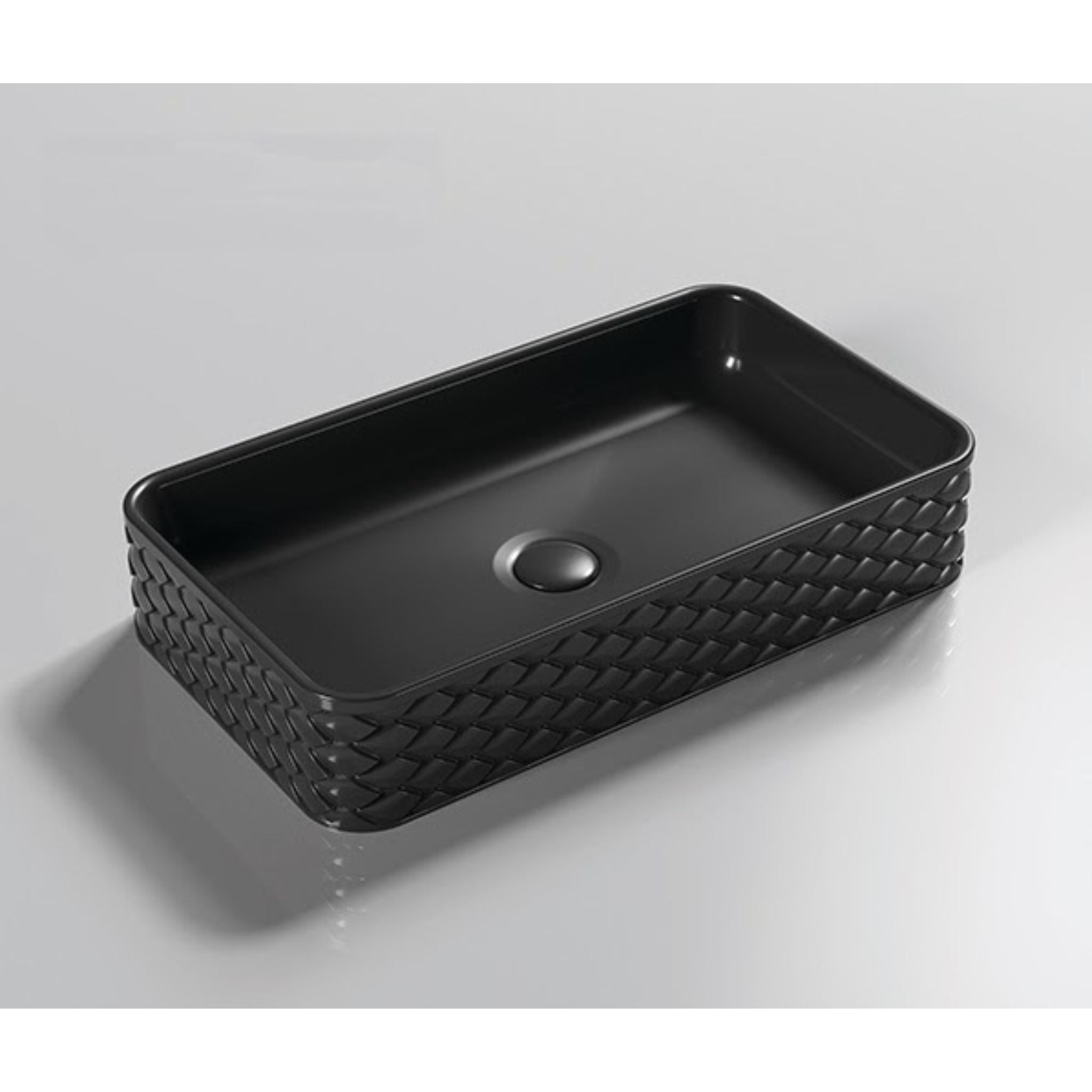 INFINITY ABOVE COUNTER CERAMIC BASIN RECTANGULAR MATTE BLACK 610MM