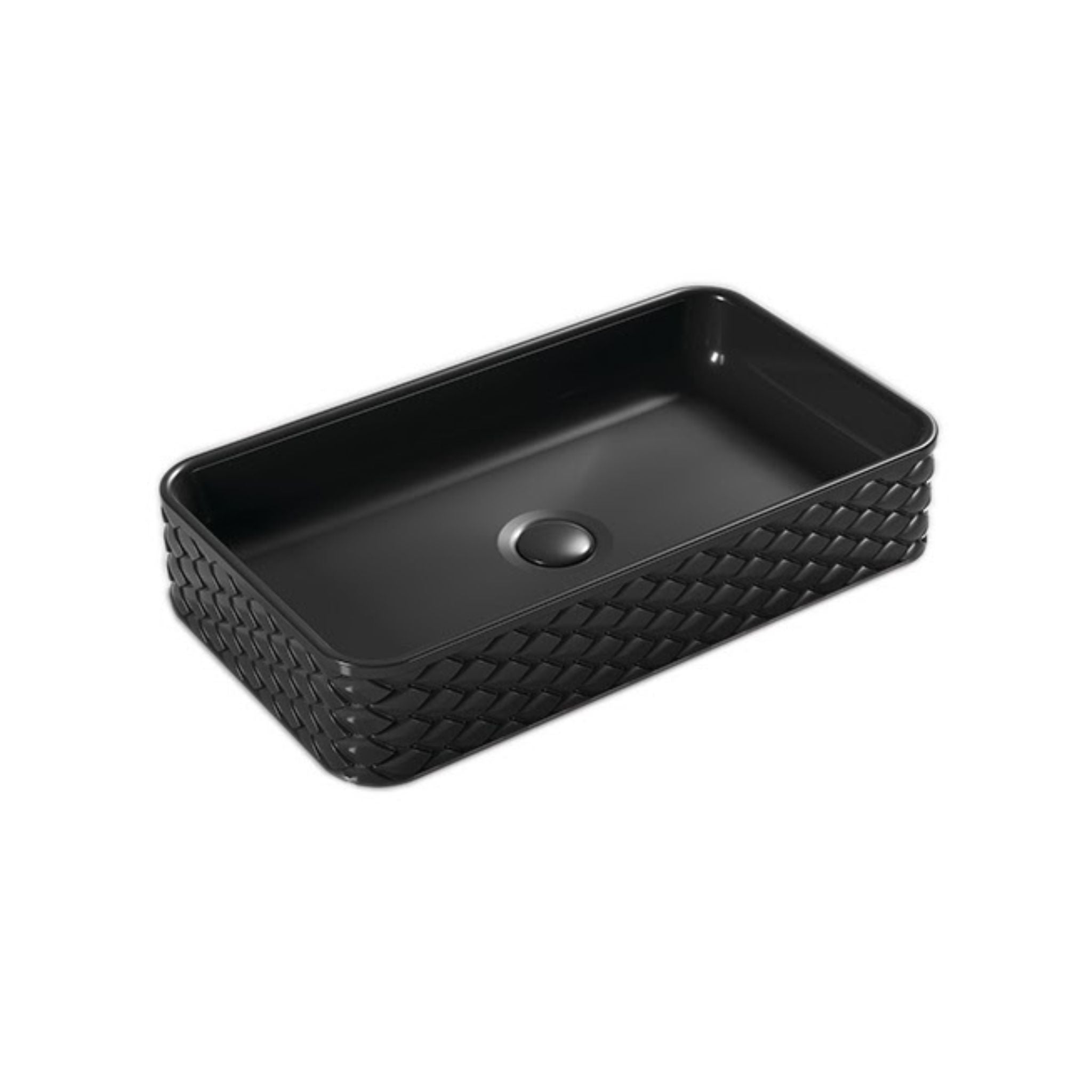 INFINITY ABOVE COUNTER CERAMIC BASIN RECTANGULAR MATTE BLACK 610MM