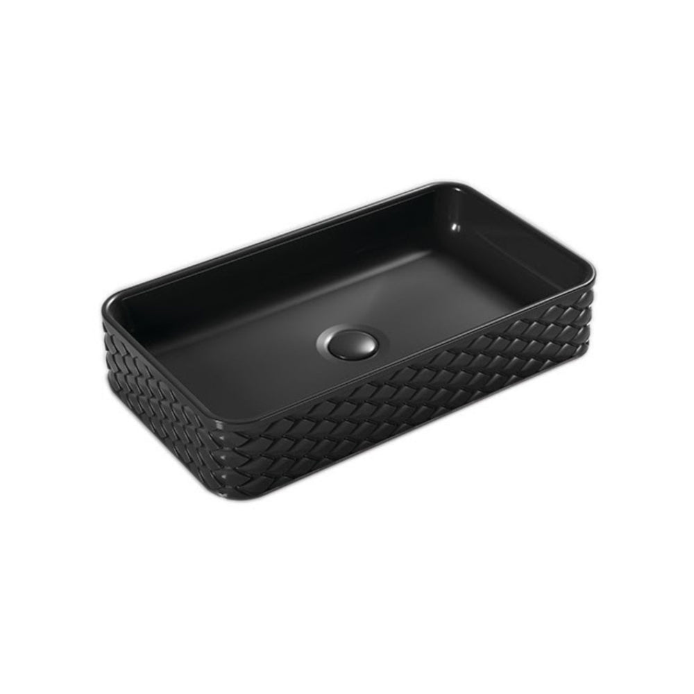 INFINITY ABOVE COUNTER CERAMIC BASIN RECTANGULAR MATTE BLACK 610MM