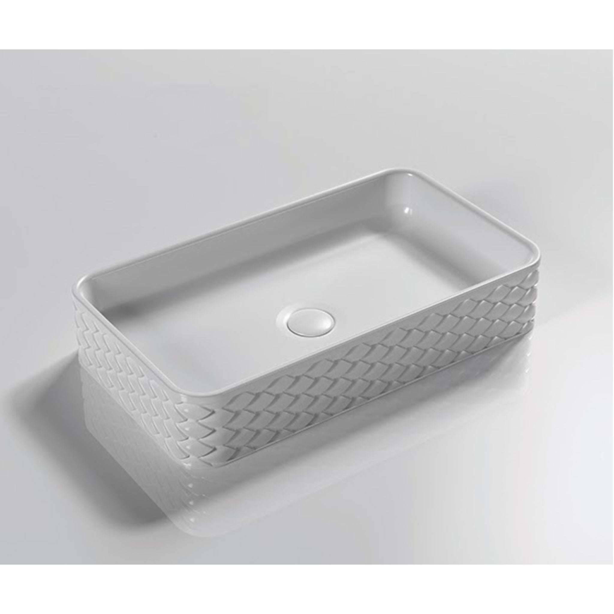 INFINITY ABOVE COUNTER CERAMIC BASIN RECTANGULAR MATTE WHITE 610MM