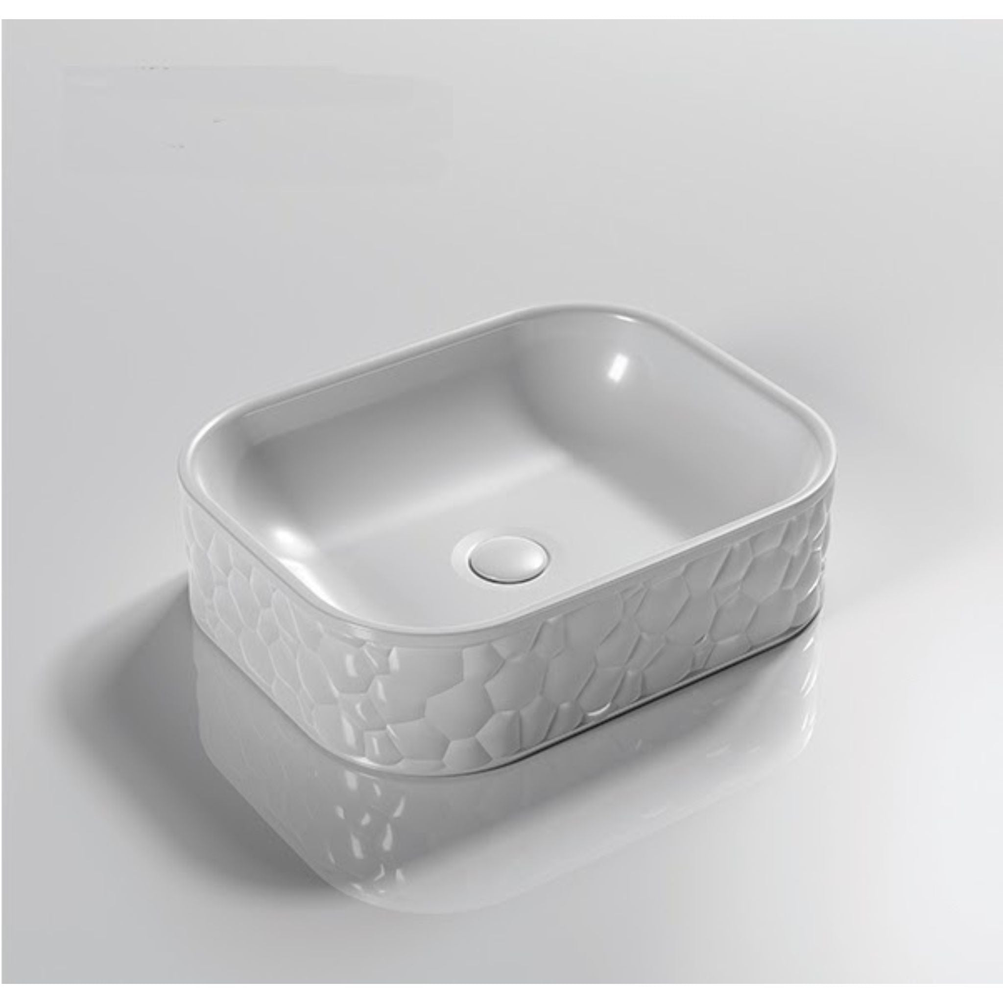INFINITY ABOVE COUNTER CERAMIC BASIN RECTANGULAR MATTE WHITE 510MM