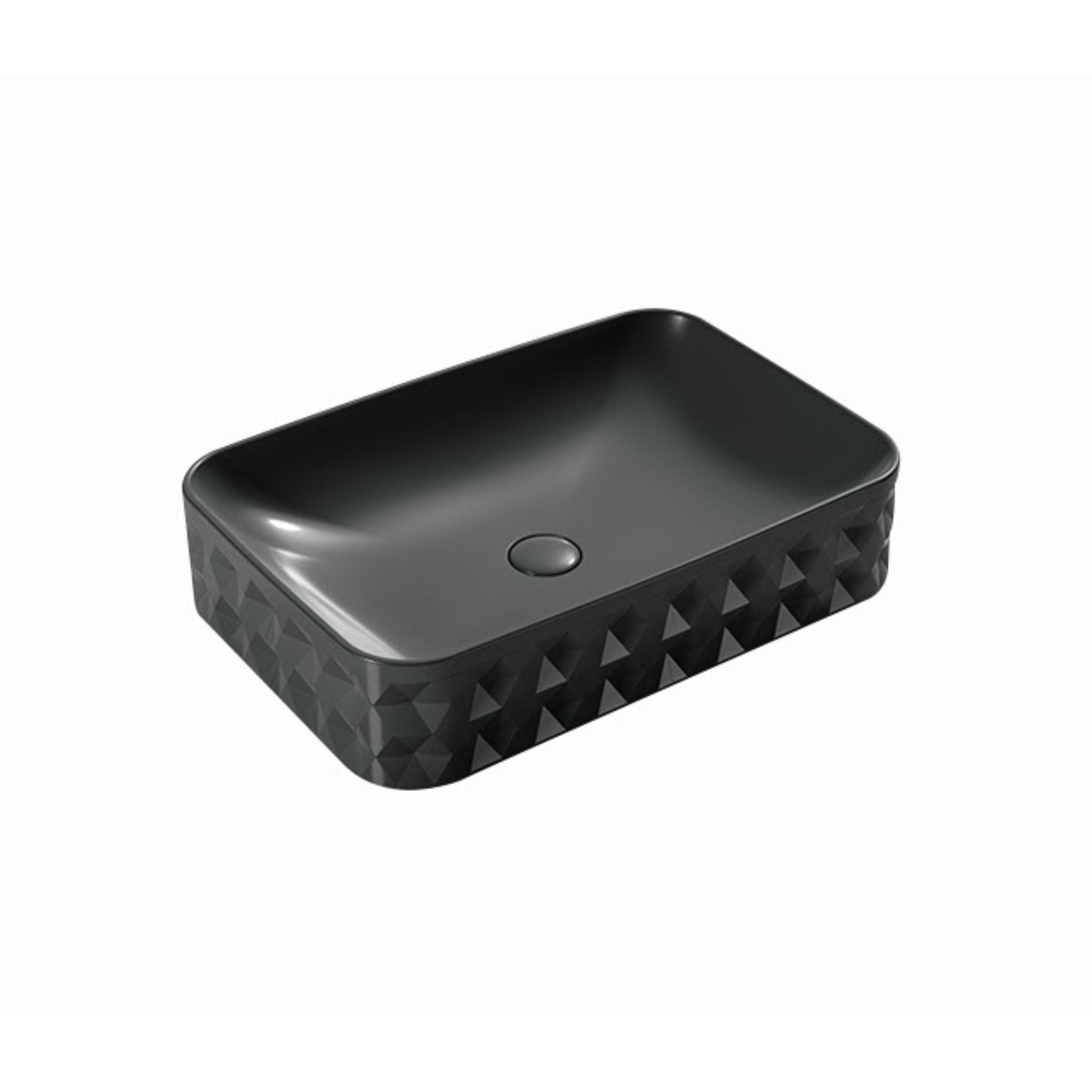 INFINITY ABOVE COUNTER CERAMIC BASIN RECTANGULAR MATTE BLACK 600MM