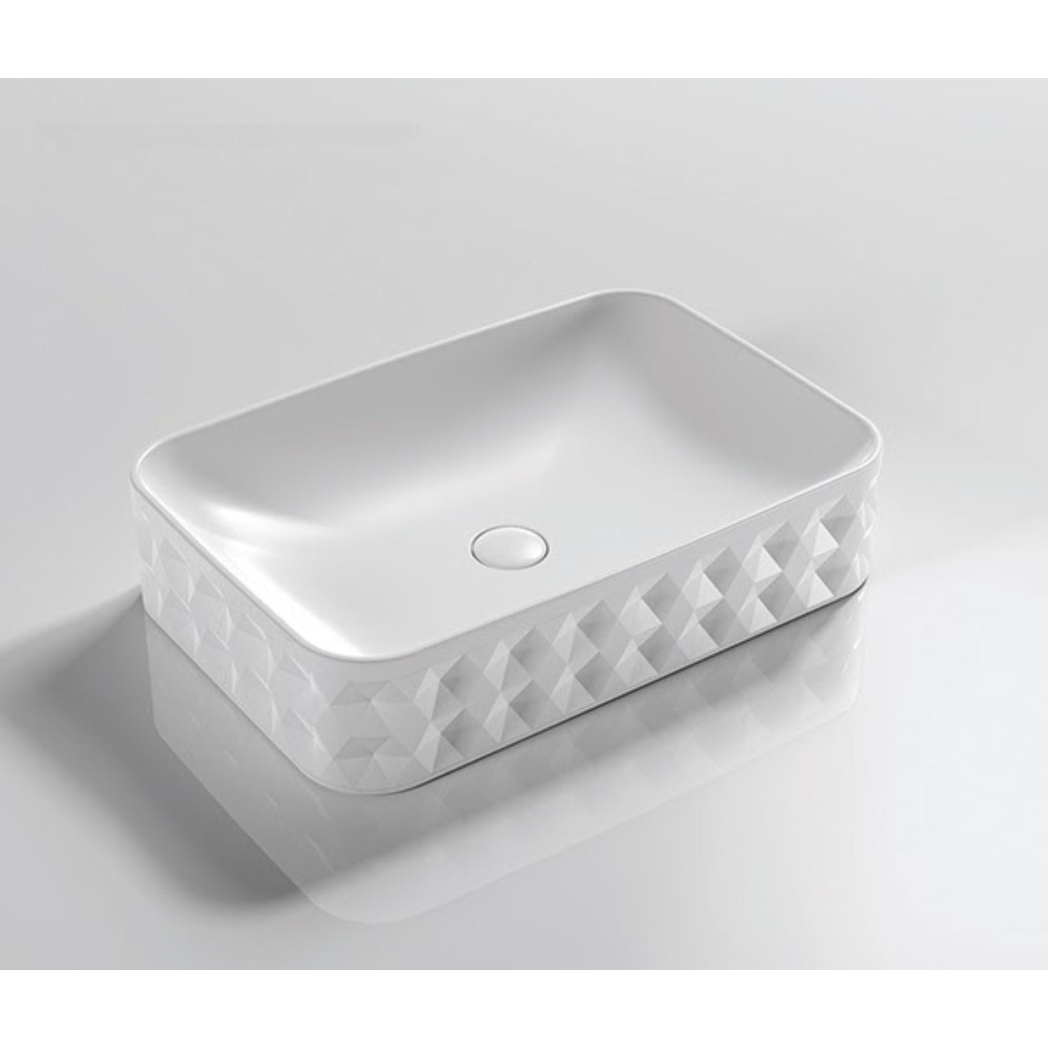 INFINITY ABOVE COUNTER CERAMIC BASIN RECTANGULAR MATTE WHITE 600MM