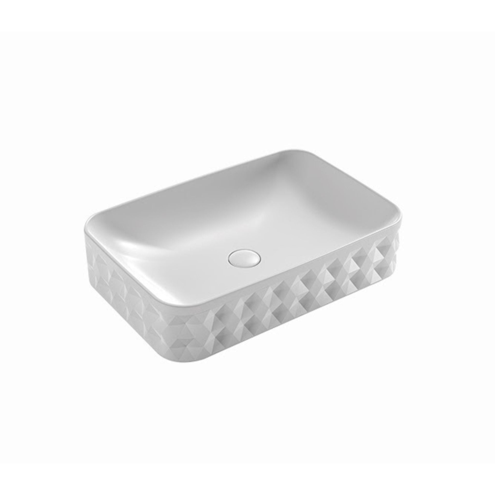 INFINITY ABOVE COUNTER CERAMIC BASIN RECTANGULAR MATTE WHITE 600MM