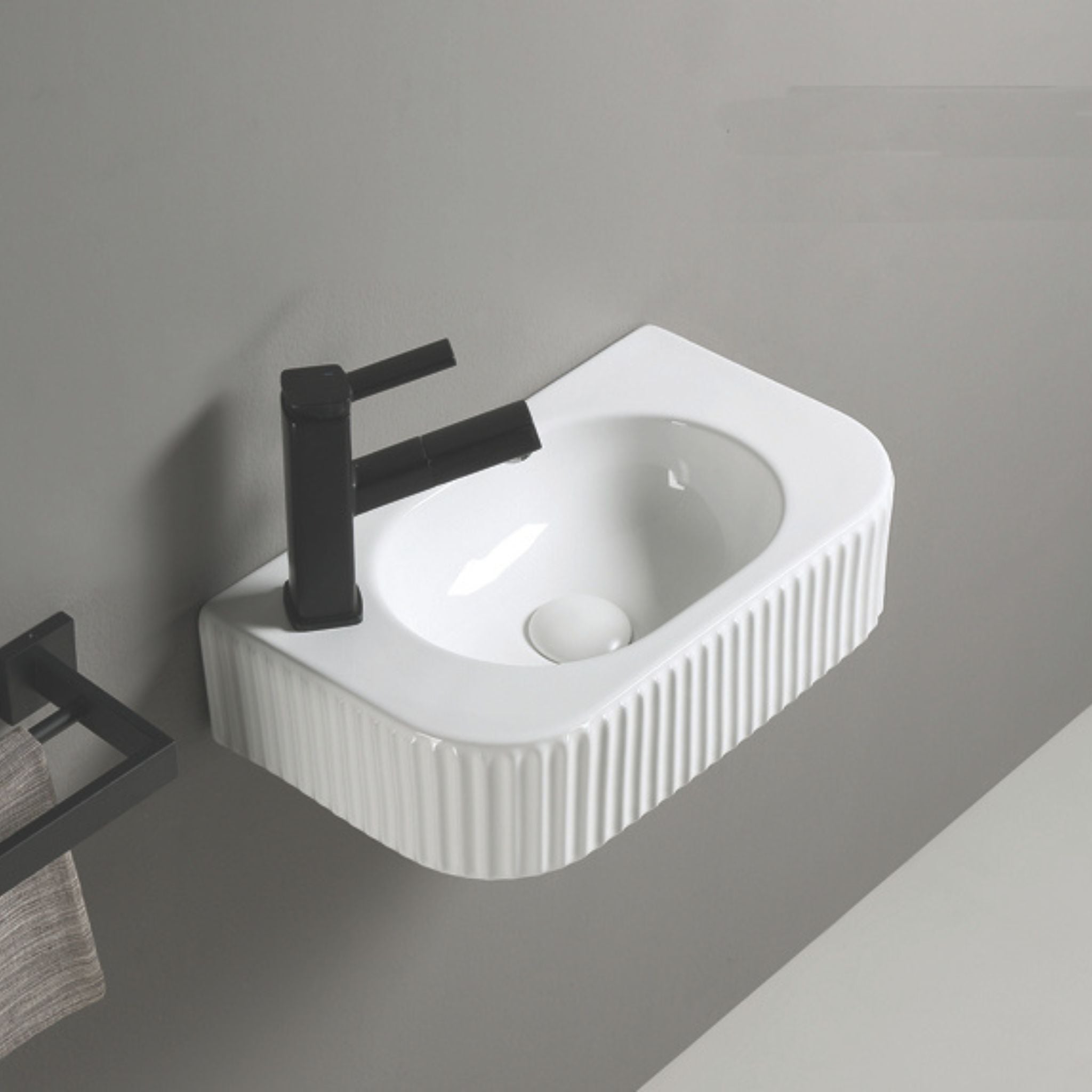 INFINITY WALL HUNG CERAMIC BASIN GLOSS WHITE 450MM