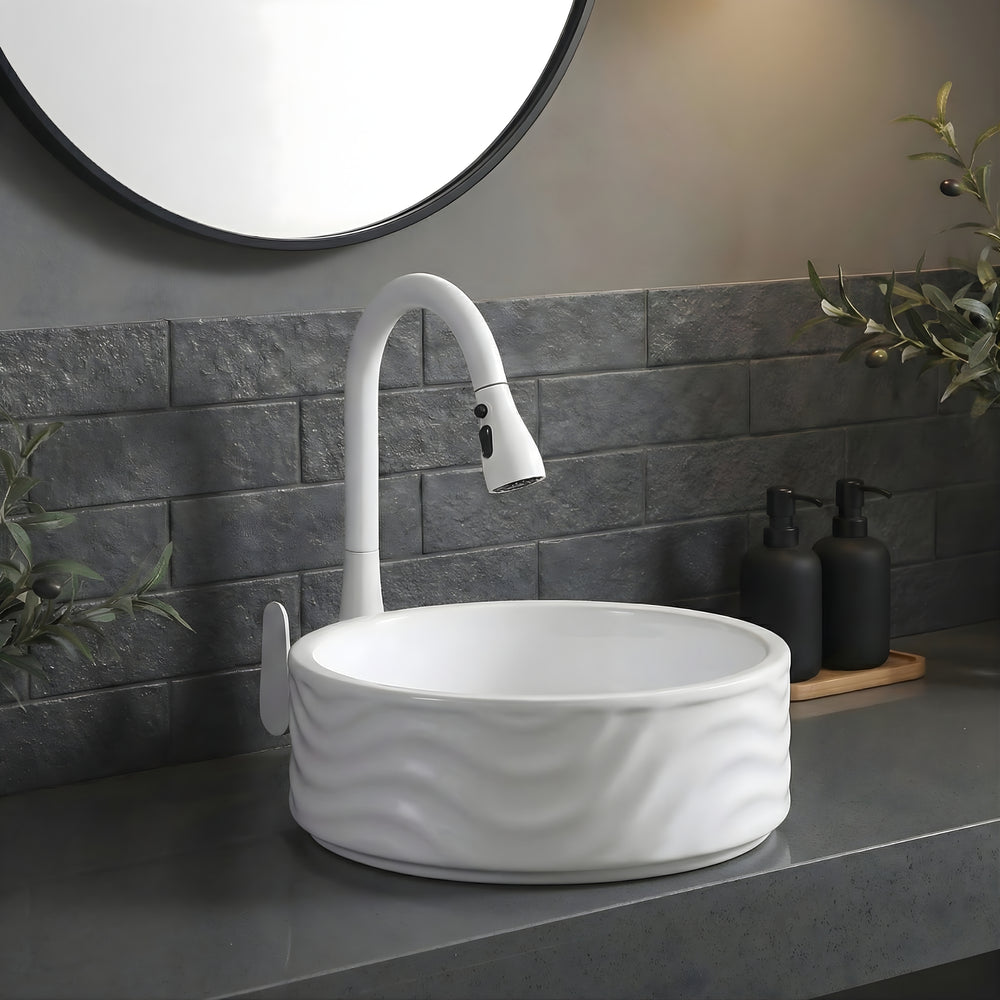 INFINITY ABOVE COUNTER CERAMIC BASIN MATTE WHITE 420MM