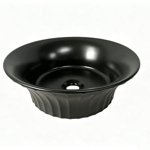 INFINITY CERAMIC BASIN ABOVE COUNTER ROUND MATTE BLACK 395MM