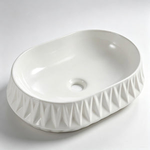 INFINITY CERAMIC BASIN ABOVE COUNTER OVAL GLOSS WHITE 530MM