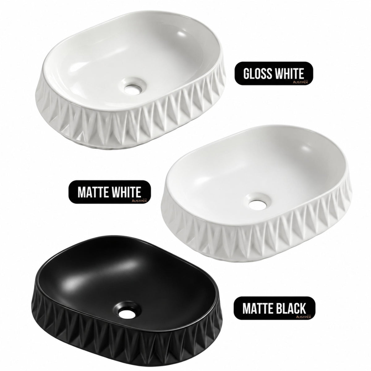 INFINITY CERAMIC BASIN ABOVE COUNTER OVAL MATTE BLACK 530MM