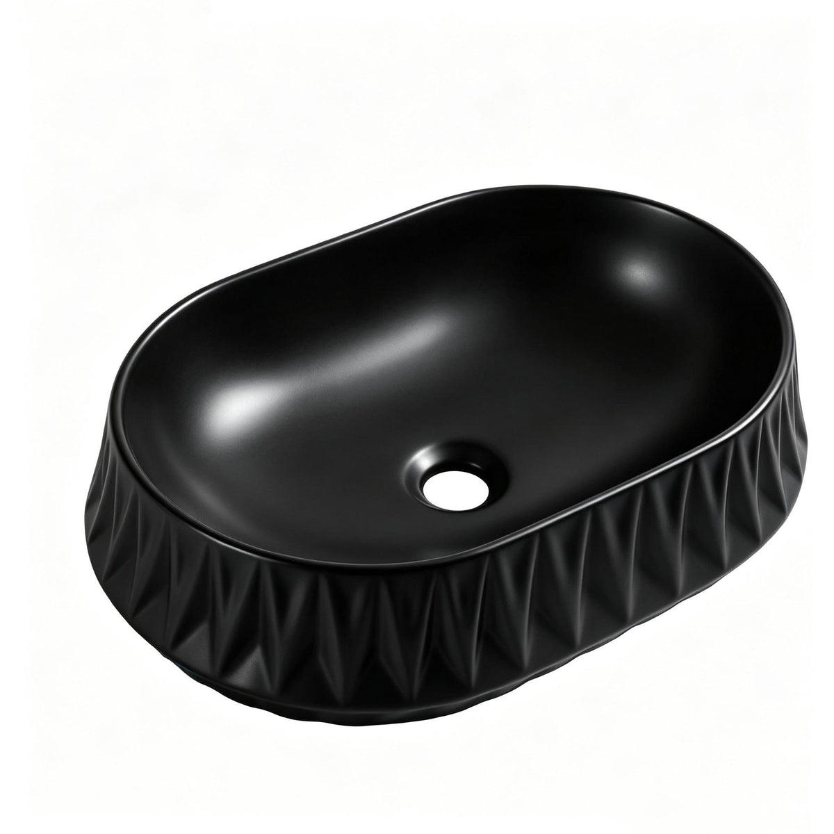 INFINITY CERAMIC BASIN ABOVE COUNTER OVAL MATTE BLACK 530MM