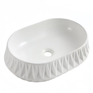 INFINITY CERAMIC BASIN ABOVE COUNTER OVAL MATTE WHITE 530MM