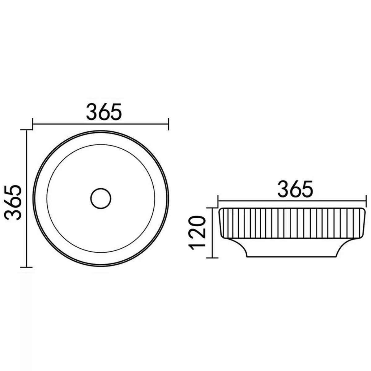 INFINITY CERAMIC BASIN ABOVE COUNTER ROUND MATTE WHITE 365MM