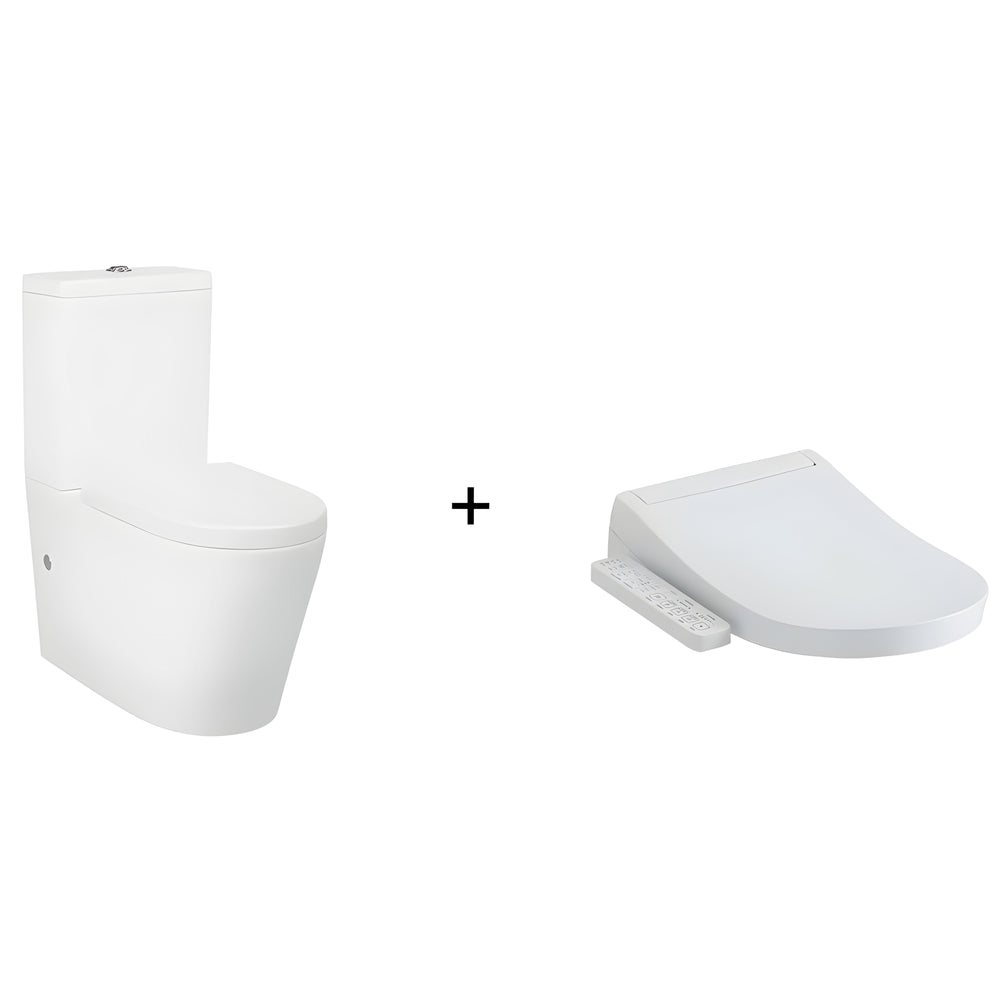 TOTO S2 WASHLET W/ SIDE CONTROL AND INSPIRE RIMLESS BTW TOILET SUITE PACKAGE D-SHAPED GLOSS WHITE