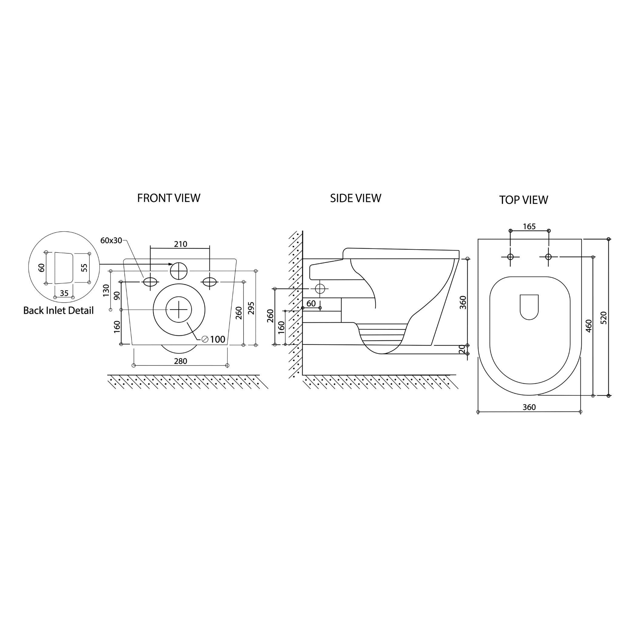 INSPIRE ALZANO RIMLESS WALL-HUNG PAN GLOSS WHITE