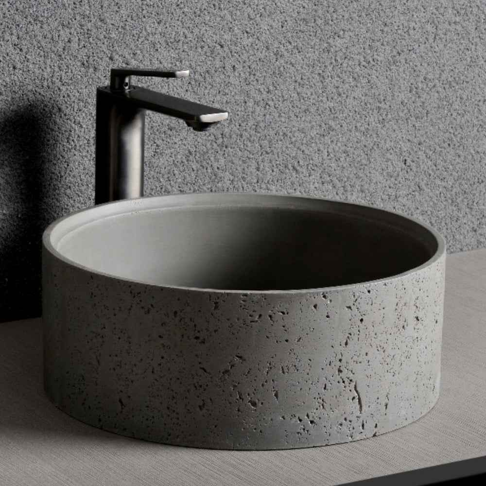 INFINITY ABOVE COUNTER CONCRETE BASIN MATTE GREY 390MM
