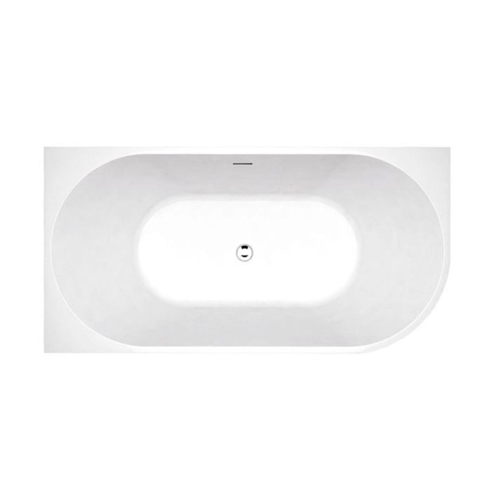 INSPIRE BACK-TO-WALL LEFT CORNER BATHTUB WITH OVERFLOW GLOSS WHITE 1500MM