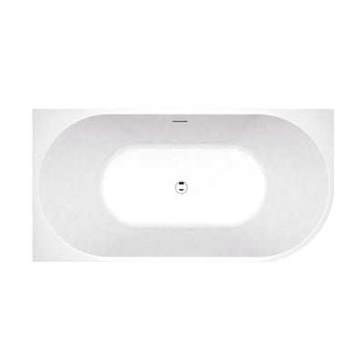 INSPIRE BACK-TO-WALL LEFT CORNER BATHTUB WITH OVERFLOW GLOSS WHITE 1500MM