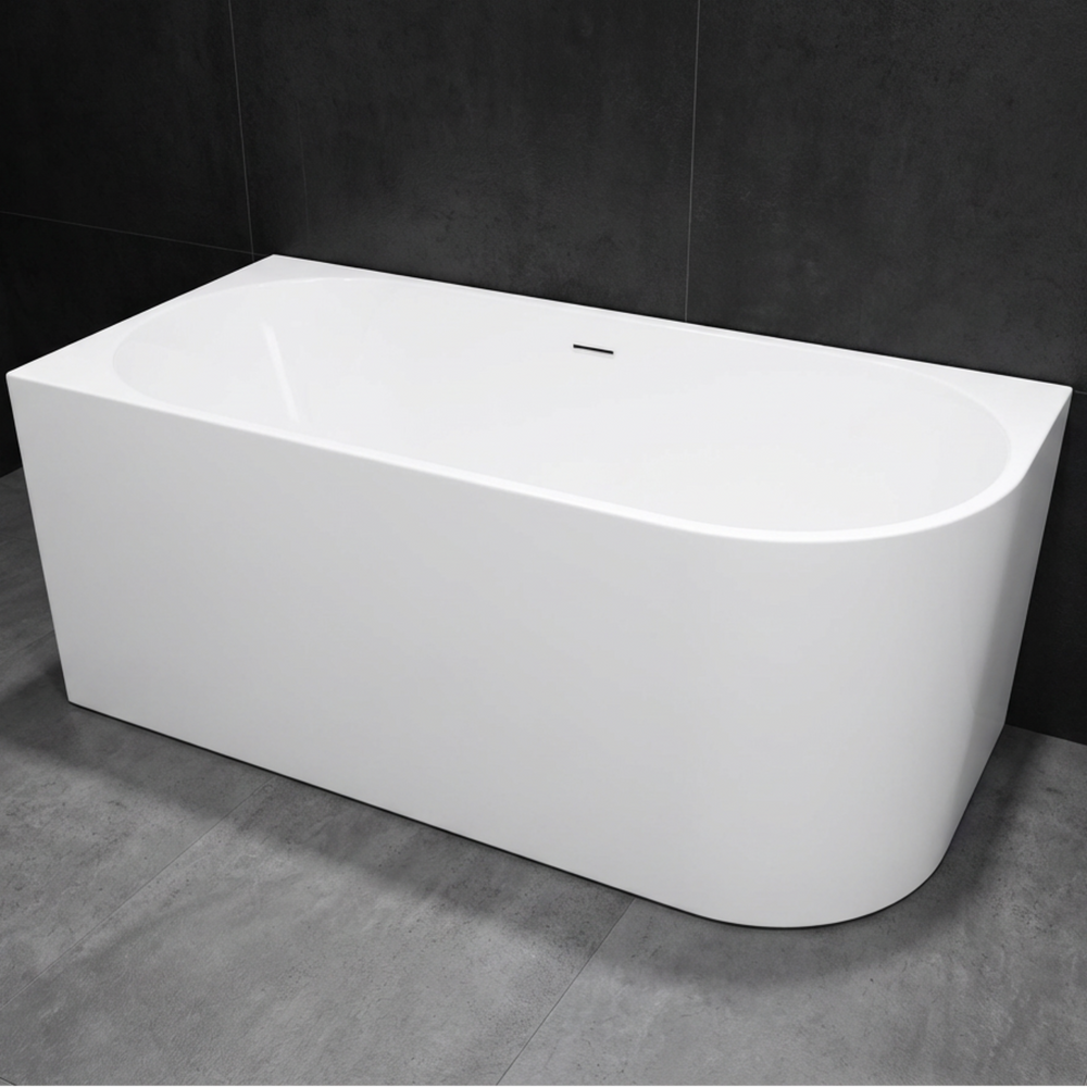 INSPIRE BACK-TO-WALL LEFT CORNER BATHTUB WITH OVERFLOW GLOSS WHITE 1500MM