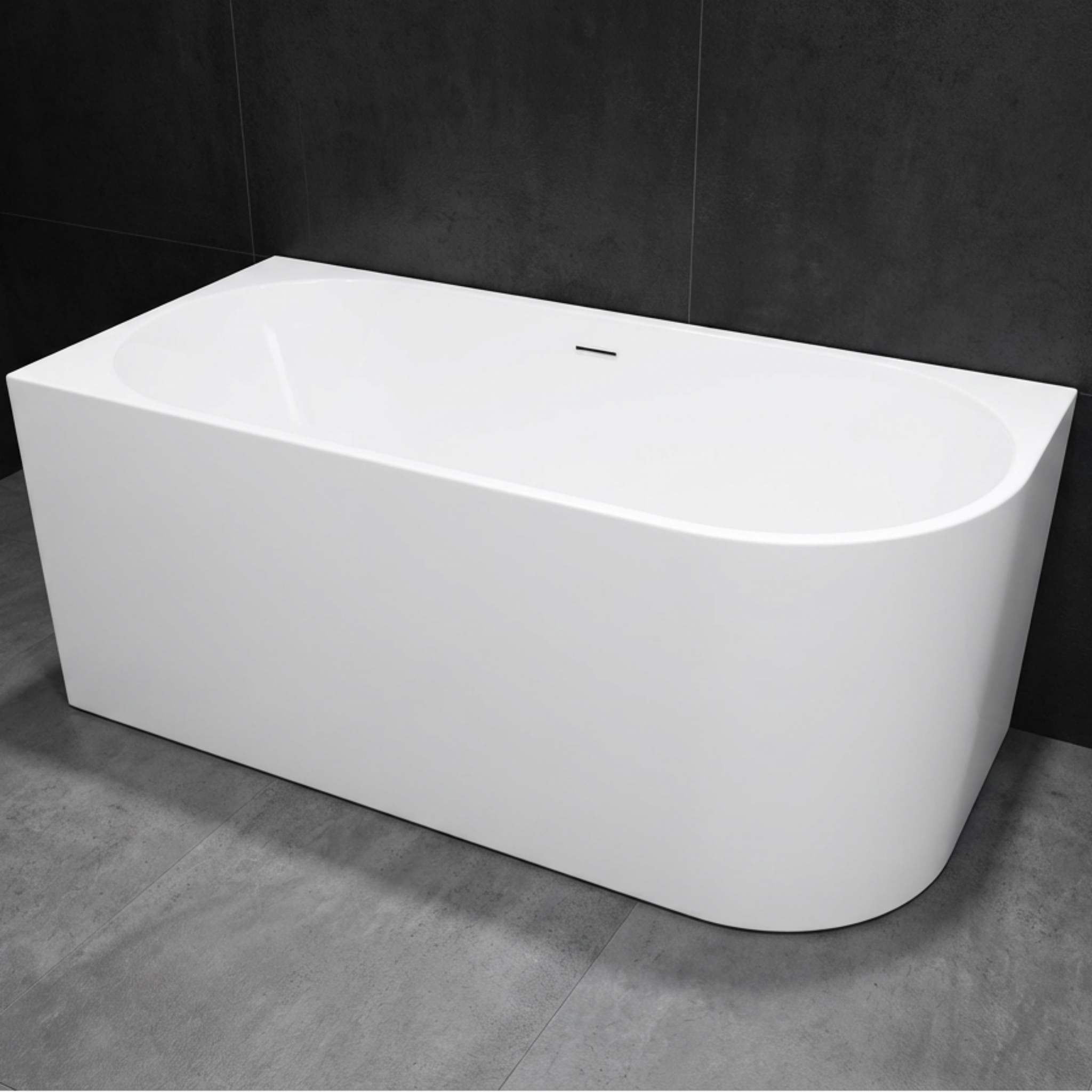 INSPIRE BACK-TO-WALL LEFT CORNER BATHTUB WITH OVERFLOW GLOSS WHITE 1500MM