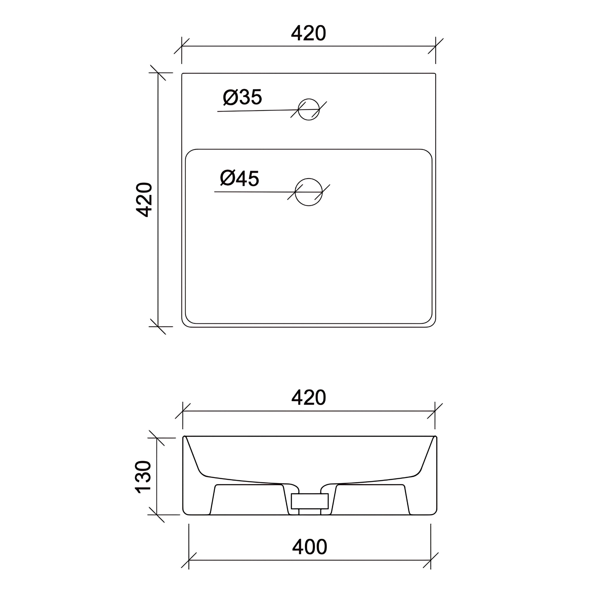 TIMBERLINE ICONIC ABOVE COUNTER BASIN GLOSS WHITE (AVAILABLE IN 420MM AND 500MM)