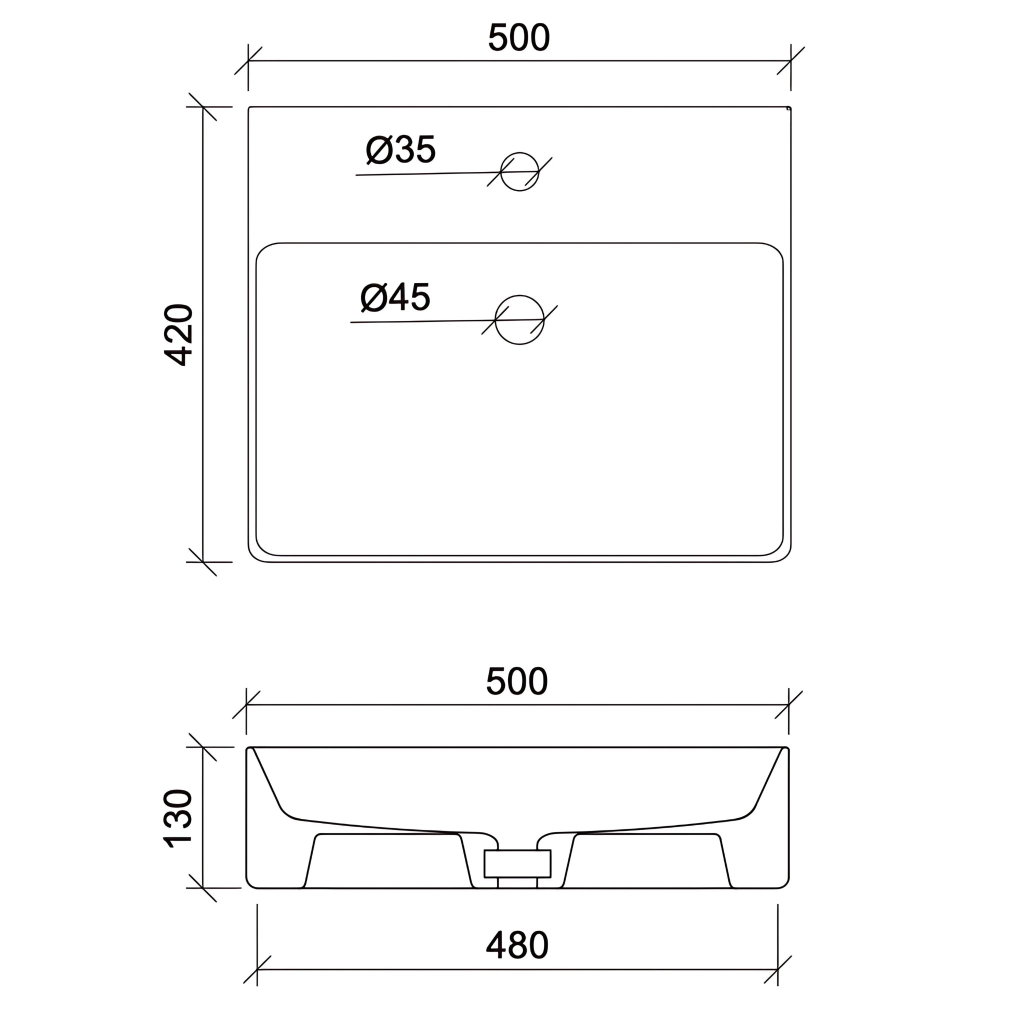 TIMBERLINE ICONIC ABOVE COUNTER BASIN GLOSS WHITE (AVAILABLE IN 420MM AND 500MM)