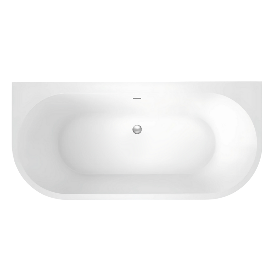 Linsol Idalia Back to Wall Bath with Overflow Gloss White 1600mm